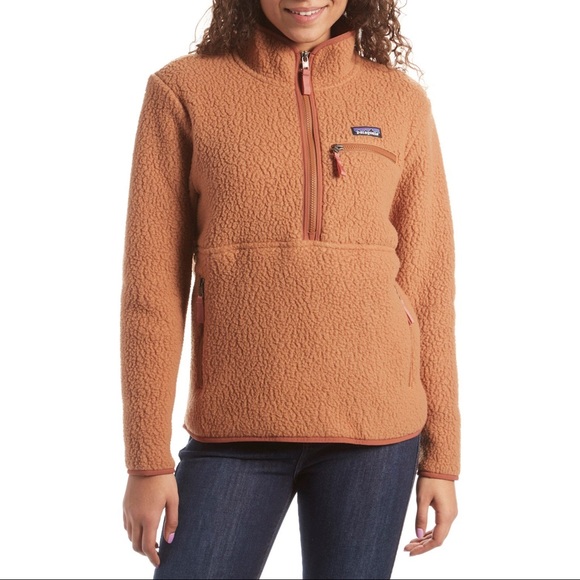 patagonia women's retro pile fleece hoody beech brown